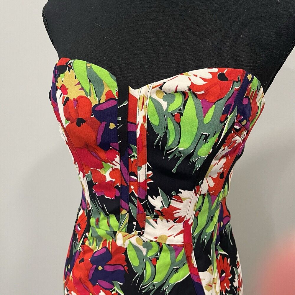 Veronica Beard Saffron Floral Strapless Cocktail Dress Sweetheart Neck Size 4 - Picture 4 of 6